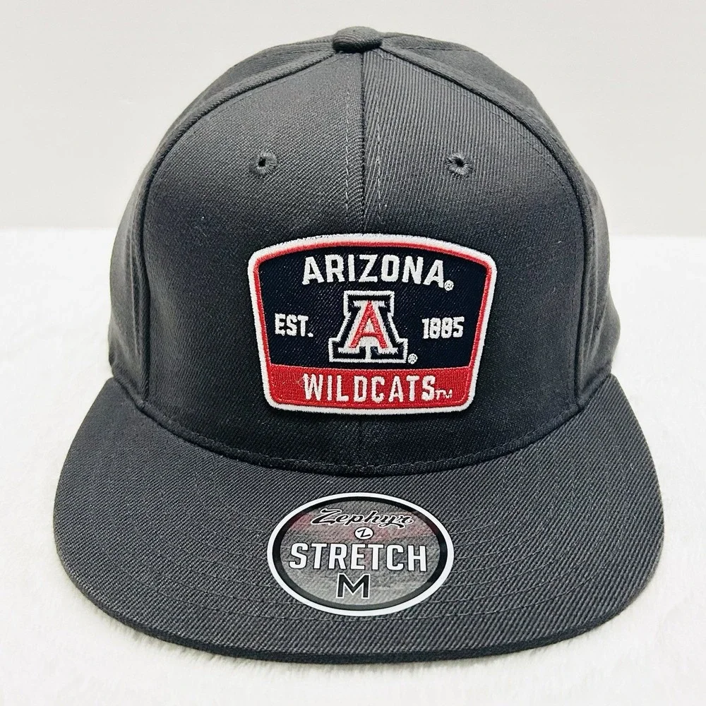 Zephyr Arizona Wildcats Logo Flat Bill Hat Cap Stretch Flex Medium Charcoal NCAA